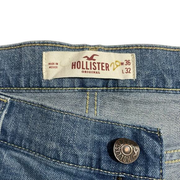 Hollister Mens Jeans Size 36 Classic Straight Leg Epic Flex Light Wash Zip Fly - Picture 7 of 12